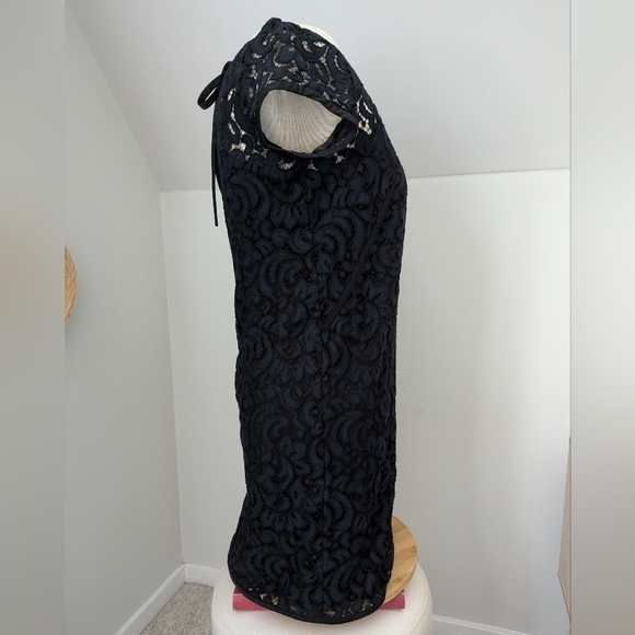 LOFT Navy Lace Inlay Short Sleeve Dress - Picture 8 of 13